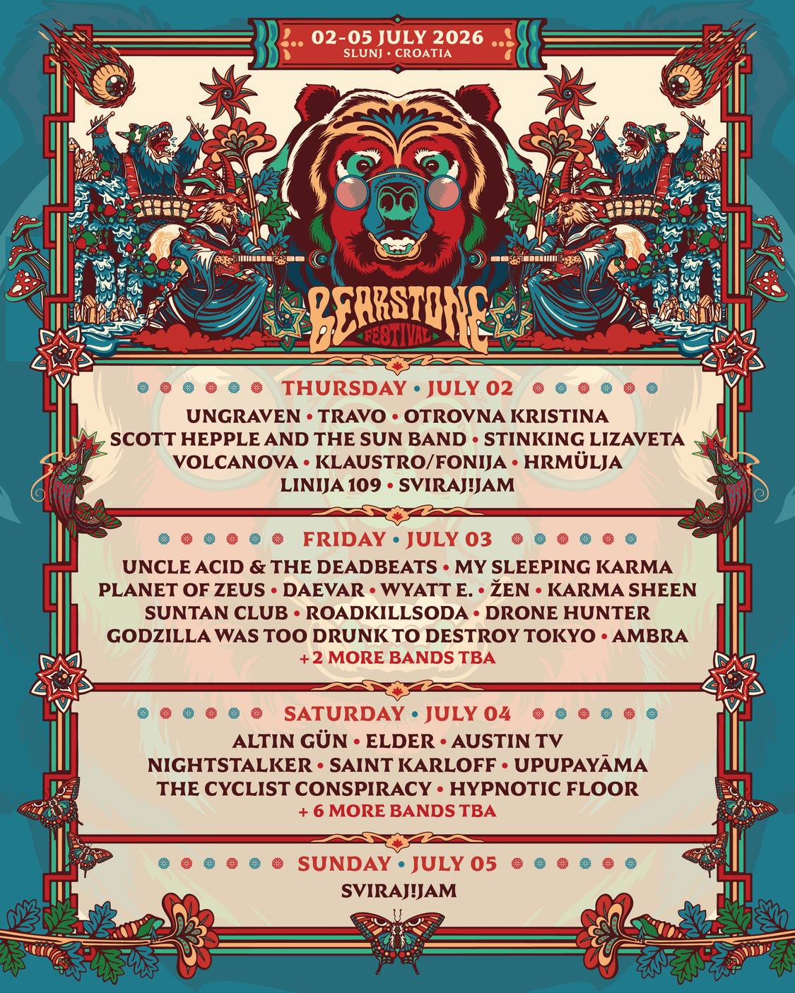 Raspored po danima Bear Stone Festival 2026
